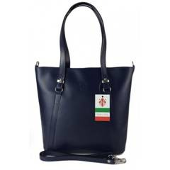 Klasyczna Włoska torebka skórzana na ramię mieści A4 ,Vera Pelle ,  Granatowa MVN14BS