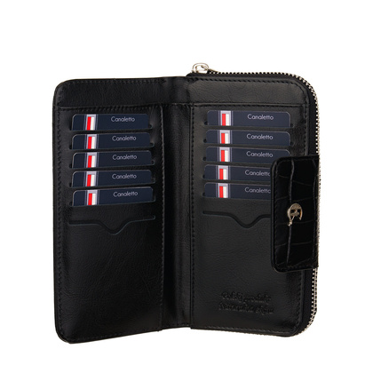 Damski portfel skórzany z suwakiem Canaletto croco PD2006s121 RFID