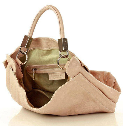 MARCO MAZZINI Miejska torebka skórzana vera pelle classico pudrowy róż - min. zamówienie 20 / 50 / 100 szt.