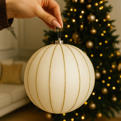 Ozdoba świąteczna biała bombka welurowa XXL 2szt WOZ58