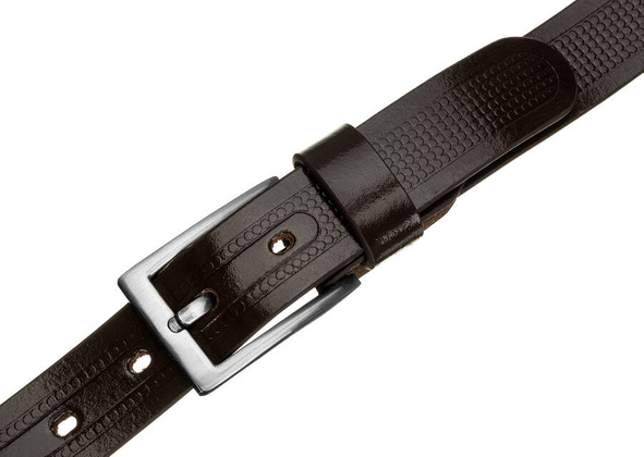 Pasek meski ze skory naturalnej licowej z ozdobnym tloczeniem