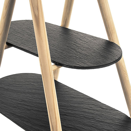 Patera 2-poziomowa drewniana kamienna 41x24x38,5 cm