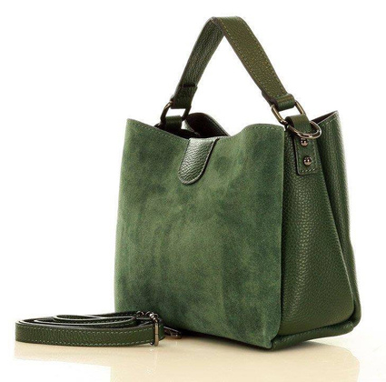 MARCO MAZZINI Elegancki kuferek skórzana listonoszka camera bag nubuk leather zielony - min. zamówienie 20 / 50 / 100 szt.