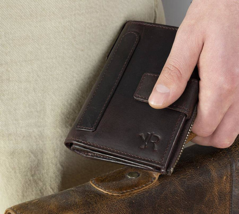 Skórzany portfel w stylu retro Rovicky Brązowy