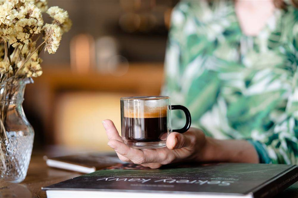 Komplet 2 szklanek z podwójną ścianką do espresso Carbon 80 ml 8548