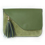 Skórzana torebka listonoszka Vera Pelle złote okucia,frędzelek, zamsz Zieleń VP113V