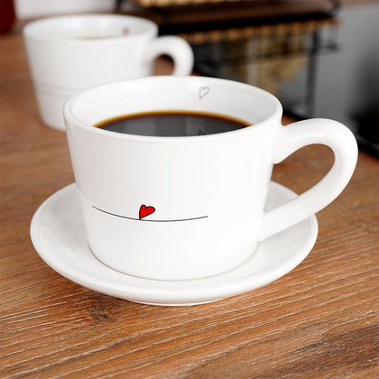 Kubki / filiżanki z uchem ceramiczne białe SERDUSZKA zestaw 2 szt. 200 ml
