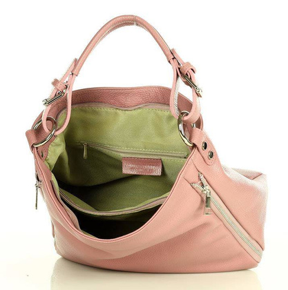 MARCO MAZZINI Skórzana torebka włoska na ramię dusty róż - min. zamówienie 20 / 50 / 100 szt.