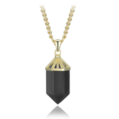 MINET Luksusowy pozłacany srebrny naszyjnik z obsydianem