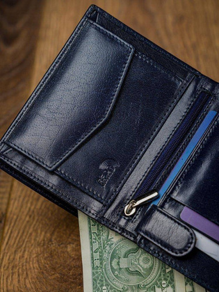 Pionowy portfel męski dwukolorowy, skóra naturalna HQ Rovicky