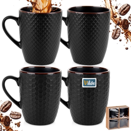 Kubki ceramiczne czarne 400 ml 4 szt.