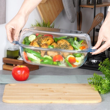 Naczynie żaroodporne z pokrywką szklane 3,1+2,6 l