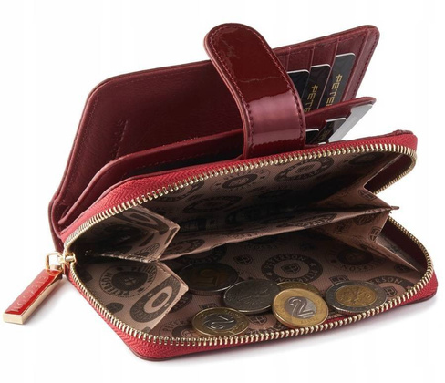 Mały skórzany portfel damski rfid