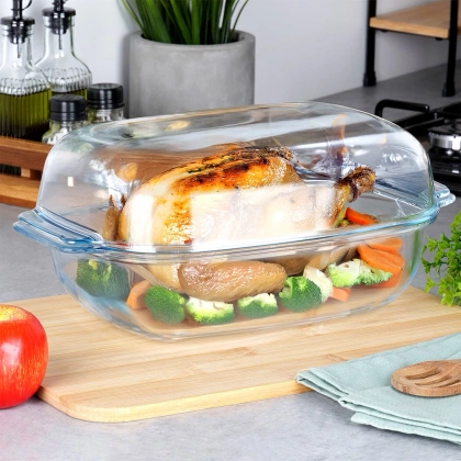 Naczynie żaroodporne z pokrywką szklane 3,1+2,6 l