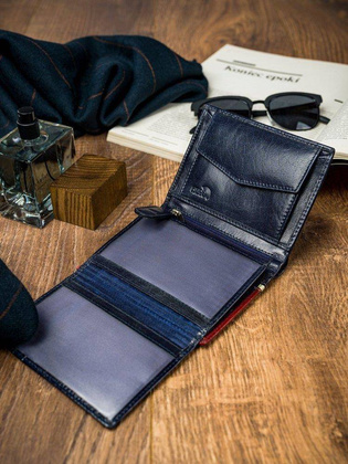 Pionowy portfel męski dwukolorowy, skóra naturalna HQ Rovicky