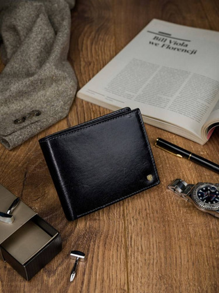 Skórzany portfel męski z systemem rfid