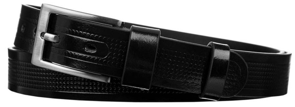 Pasek męski ze skóry naturalnej licowej z ozdobnym tłoczeniem czarny