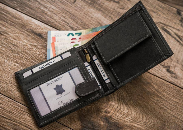 Portfel męski skórzany N992-CHM-DOG-1 Czarny