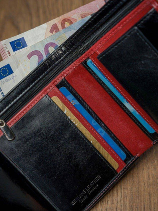Skórzany portfel męski pionowy ze skóry d1072-vt2 black-red