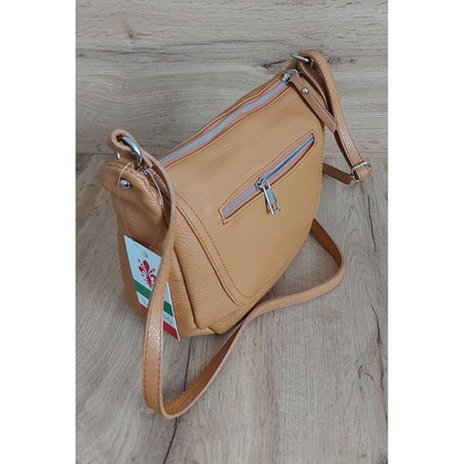 Duża pojemna Włoska skórzana listonoszka A5 Vera Pelle Camel VPLB25C