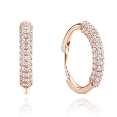 MINET Rose gold luksusowe kolczyki srebrne z białymi cyrkoniami