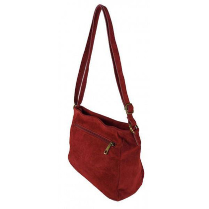 Duża zamszowa listonoszka A5 ,pojemna,dwie komory ,Włoska skórka czerwona VPA514R