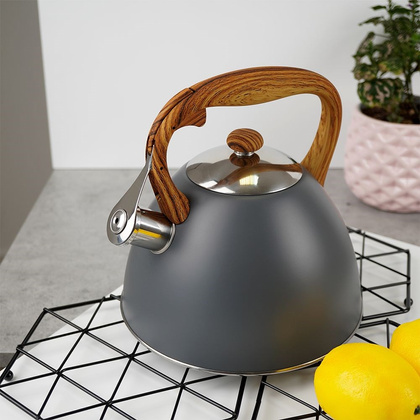 Czajnik stalowy tradycyjny z automatycznym gwizdkiem szary 3 l