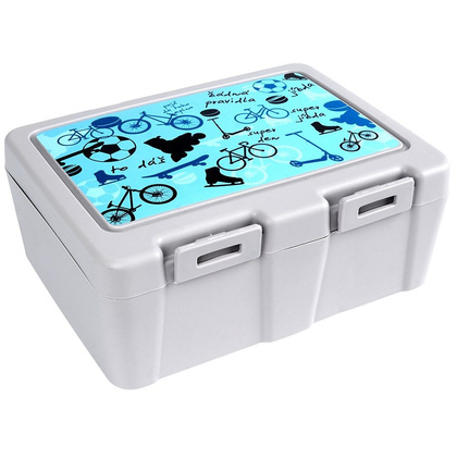 Pojemnik śniadaniowy z przegrodą i sztućcami / lunchbox śniadaniówka sport 1 l