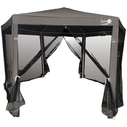 PAWILON OGRODOWY SZEŚCIOKĄTNY 2x2x2x2.5M Z MOSKITIERĄ SZARY