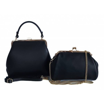 Włoska torebka biglówka kuferek Vera Pelle złote okucia skóra LKB21N