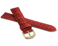 Czerwony szyty pasek CROCO ze złotą klamrą - 14