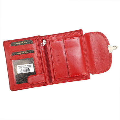 Skórzany portfel damski z ozdobnym zapięciem