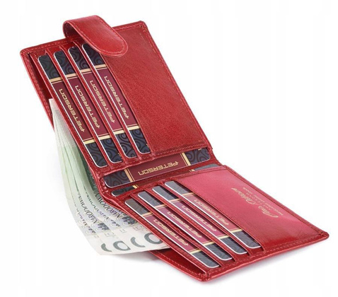 Zapinany skórzany portfel męski Peterson Czerwony