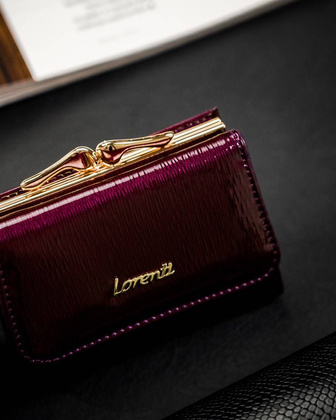 Lakierowany, skórzany portfel damski z systemem rfid