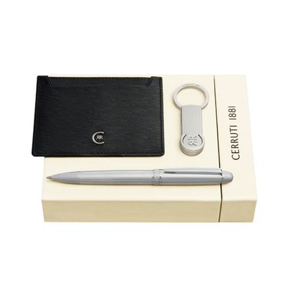 Zestaw upominkowy Cerruti 1881 etui na karty, długopis i brelok NAK515B + NLC515A + NSI5894B