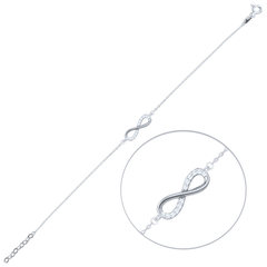 MINET Elegancka złota bransoletka z białego złota nieskończoność z białymi cyrkoniami Au 585/1000 1,15g