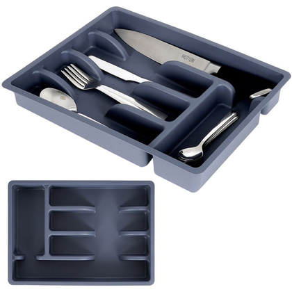 Organizer na sztućce przybory wkład do szuflady szary 5 przegródek 36x25,5x5,5 cm