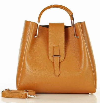 MARCO MAZZINI Torebka skórzana designerski kuferek handbag brąz camel - min. zamówienie 20 / 50 / 100 szt.