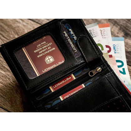 Portfel męski ze skóry z RFID Peterson Czarny