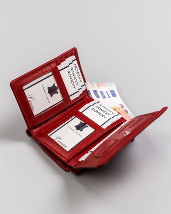 Skórzany portfel z zewnętrzną portmonetką