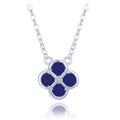 MINET Srebrny naszyjnik koniczyna z lapis