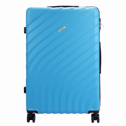 Zestaw z trzech walizek i kuferka W6007#14 14/20/24/28 niebieski KEMER