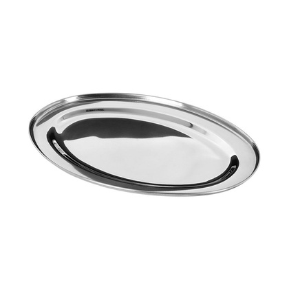 Taca do serwowania stalowa owalna srebrna zestaw 3 szt.