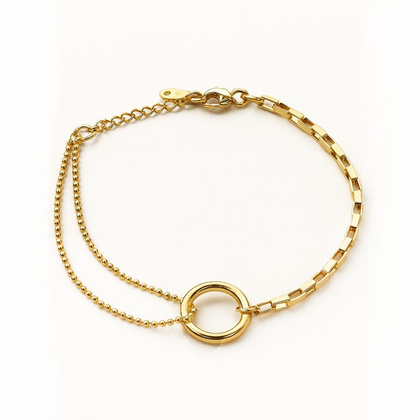 Bransoletka na rękę stal chirurgiczna pozłacana 14k złotem, Kółko BST1592