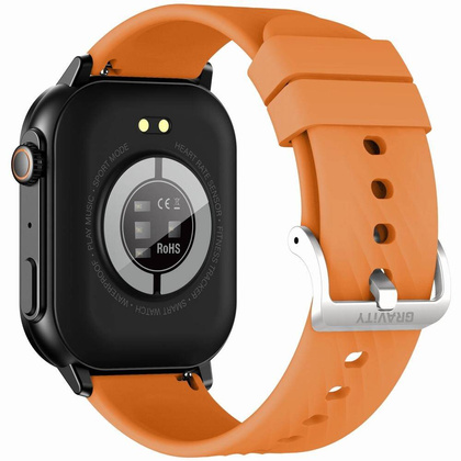 Smartwatch Gravity GT15-2 Pomarańczowy Pasek Silikonowy + Czarna Bransoleta