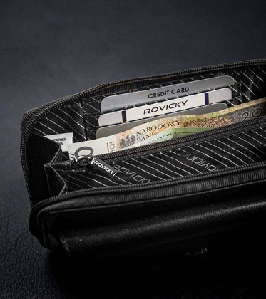 Skórzane etui na pasek z miejscem na karty i dokumenty, RFID