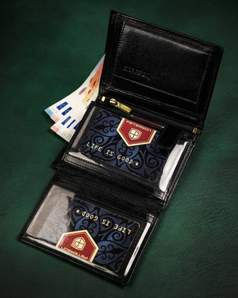 Skorzany portfel meski bez zapiecia zewnetrznego