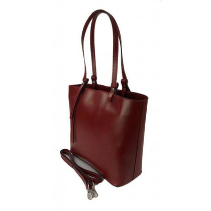 Torebka na ramię Vera Pelle ,Włoski skórzany kuferek format A4, Czerwona KM446R