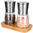 Młynek do mielenia soli i pieprzu na bambusowym stojaku zestaw 3 szt.