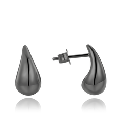 MINET Nowoczesne czarne srebrne kolczyki krople